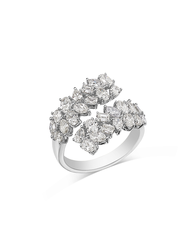 BLOOMINGDALE'S FINE COLLECTION DIAMOND MIXED CUT CLUSTER BYPASS RING IN 18K WHITE GOLD, 2.45 CT. T. W.