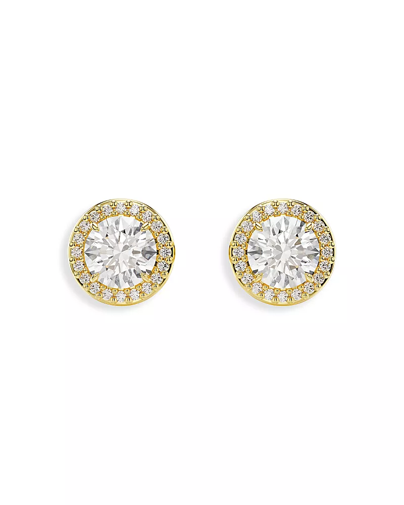 Swarovski Una Crystal Halo Stud Earrings in Gold Tone
