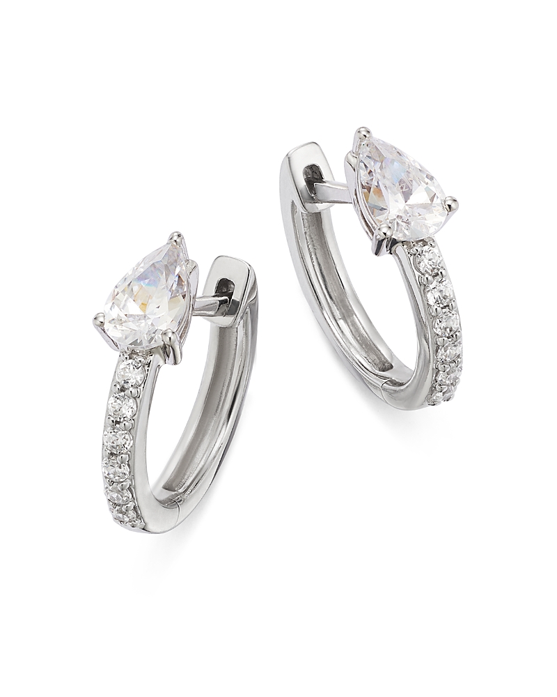 BLOOMINGDALE'S FINE COLLECTION DIAMOND PEAR & ROUND HUGGIE HOOP EARRINGS IN 14K WHITE GOLD, 0.60 CT. T. W.