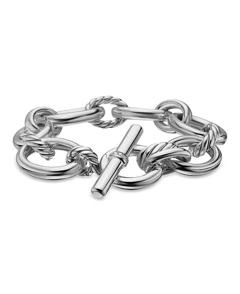 David Yurman Sterling Silver Mercer Diamond Link Bracelet