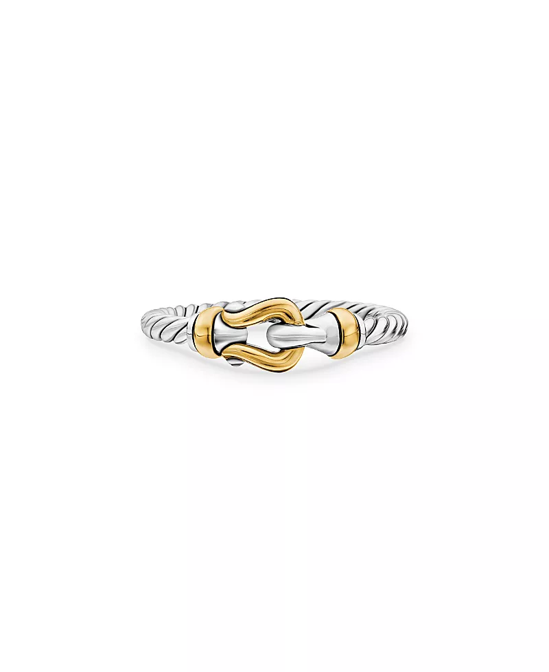 David Yurman Petite Buckle Ring with 18K Yellow Gold
