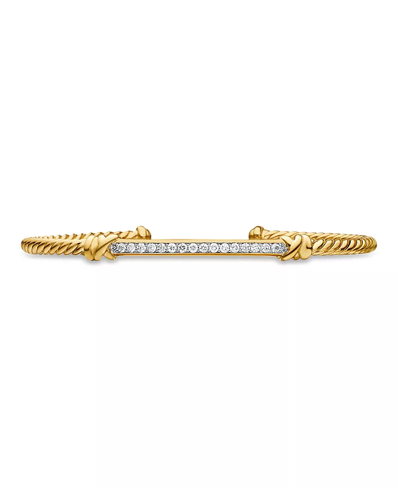 David Yurman Petite Helena Two Station Wrap Bracelet in 18K Yellow Gold with Diamonds