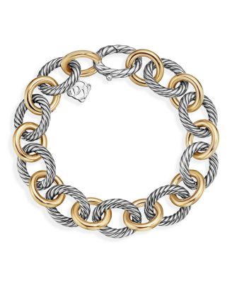 Oval Large Link Bracelet with Gold, 7.5"