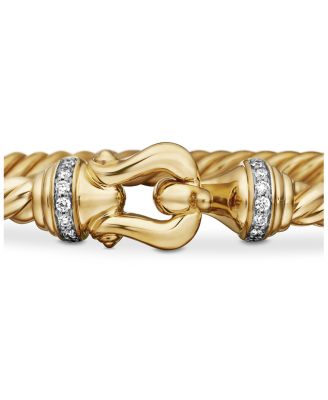 Buckle Cablespira&reg; Bracelet in 18K Yellow Gold with Diamonds, 3.5mm