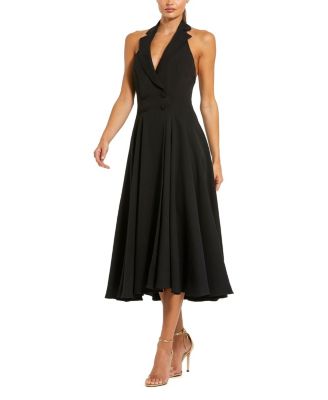 Crepe Sleeveless Blazer Halter Midi Dress