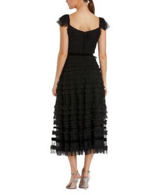 Ruffle Cap Sleeve Tiered Midi Dress