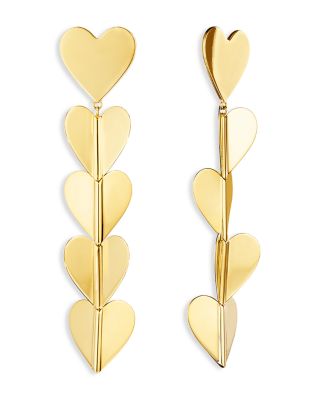 Cadar 18K Yellow Gold Endless Wings of Love, Folded Heart Drop Earrings