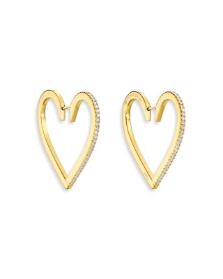 Cadar 18K Yellow Gold Endless Hoop Heart Earrings with Diamonds, 0.82 ct. t. w.