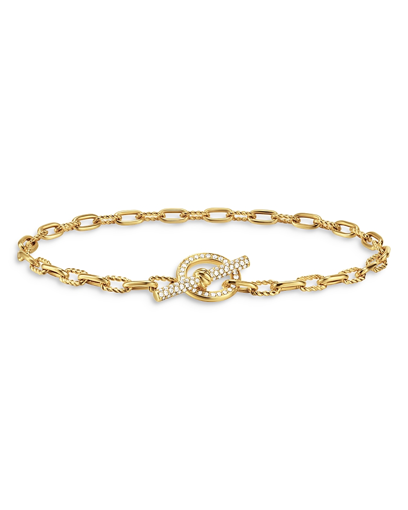 David Yurman Dy Madison Toggle Chain Bracelet in 18K Yellow Gold with Diamonds