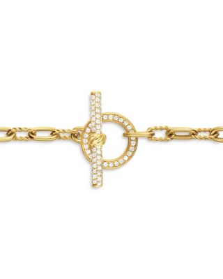 DY Madison&reg; Toggle Chain Bracelet in 18K Yellow Gold with Diamonds, 3mm