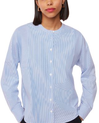 Whistles - Striped Grandad Collar Shirt