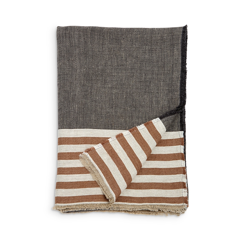 Pom Pom At Home Benny Oversize Linen Throw Blanket In Grey