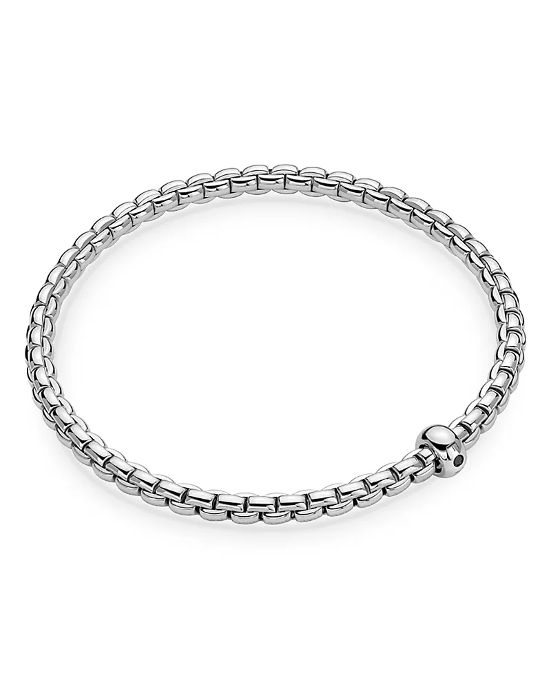 Fope 18K Yellow Gold Eka Black Diamond Rondelle Box Link Flex Bracelet