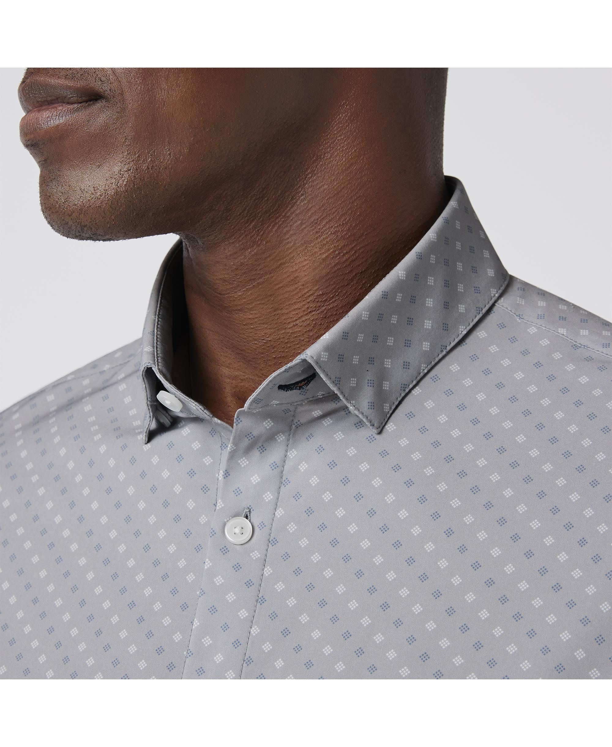 Leeward No Tuck Long Sleeve Dress Shirt Silver-Tone Dotted Diamond — Image 3