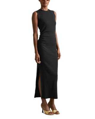 REISS - Truly Ribbed Ruched Jersey Midi Dress