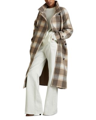 Reiss Piper Collar Check Wool Blend Coat