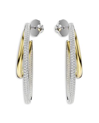 Swarovski Hyperbola Crystal Double Row Hoop Earrings in Gold