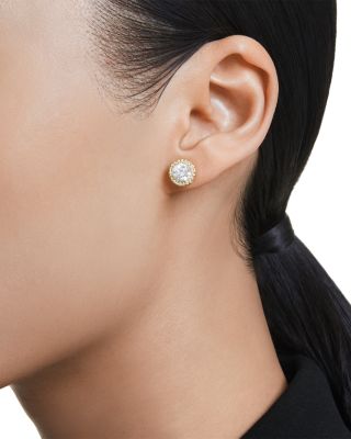 Una Crystal Halo Stud Earrings in Gold Tone