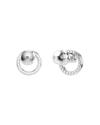 Constella Crystal Circle Stud Earrings in Rhodium Plated