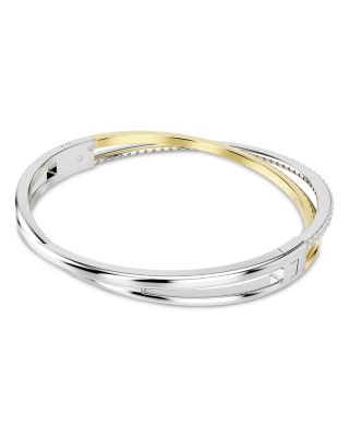 Hyperbola Crystal Double Row Bangle Bracelet in Gold Tone & Rhodium Plated
