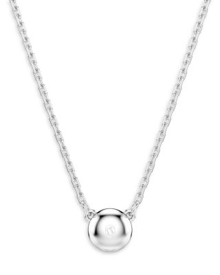 Imber Crystal Pendant Necklace in Rhodium Plated, 14.87"-16.87"