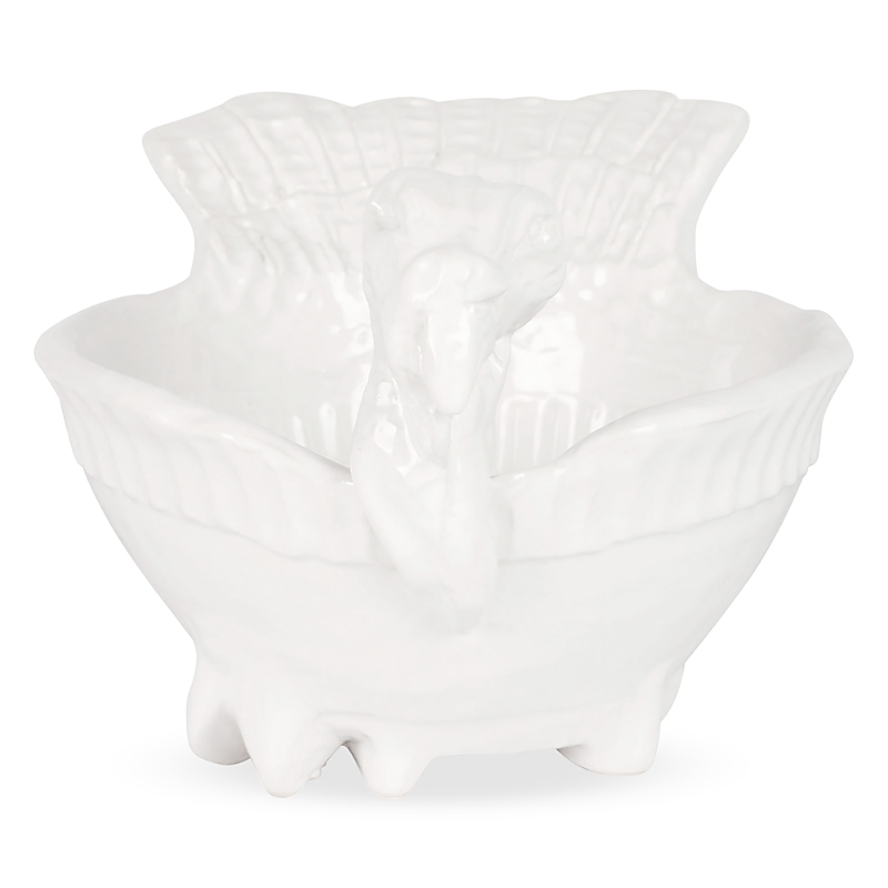 Vietri Pietra Tacchino Figural Deep Serving Bowl, 38 Oz. In White