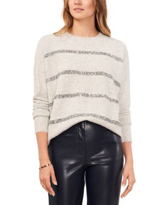 VINCE CAMUTO - Sequin Stripe Rib Knit Sweater