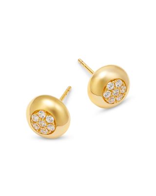 Diamond Pave Stud Earrings in 14K Yellow Gold, 0.25 tcw