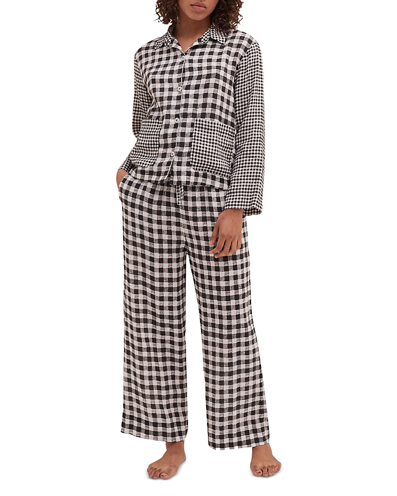 Desmond & Dempsey Gingham Linen Pajama Set