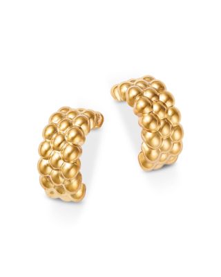 Moon & Meadow - 14K Yellow Gold Multi Bead Half Hoop Earrings