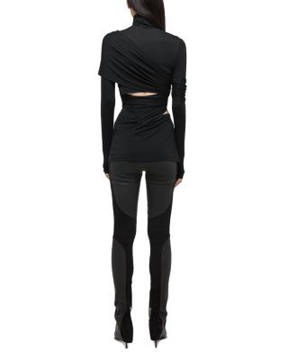 Asymmetric Draped Turtleneck Top