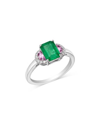 Bloomingdale's Fine Collection - Emerald, Pink Sapphire & Diamond Statement Ring in White Gold