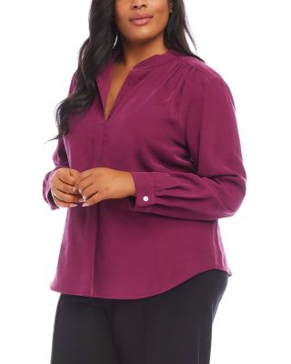 Plus Mandarin Collar Top
