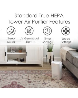 Crane Air Purifier with True HEPA Filter, UV Light, 250 Sq Feet Coverage, Timer Function, Sleep Mode, Washable Particle Filter, EE-5067