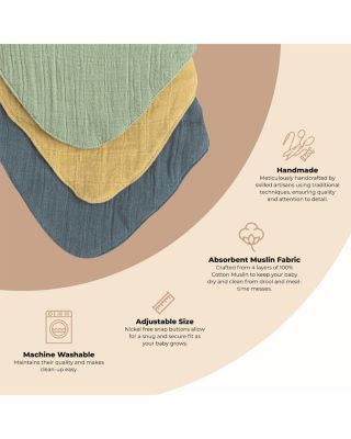 Kaleidoscope Muslin Bib Set, 3 Pack - Ages 0-36 Months