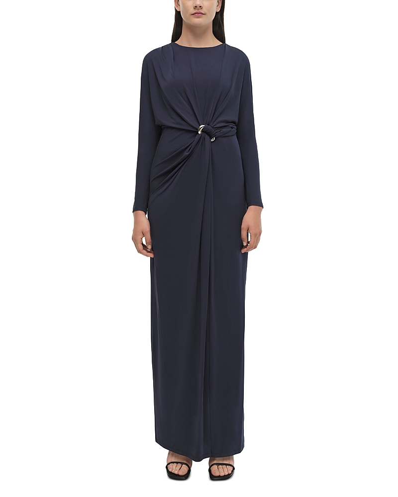 Simkhai Maisie Draped Blouson Column Gown In Midnight