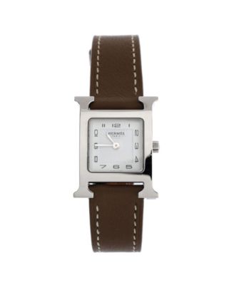 Pre-Owned HERMÈS - Heure H Quartz Watch in Stainless Steel and Leather 21mm