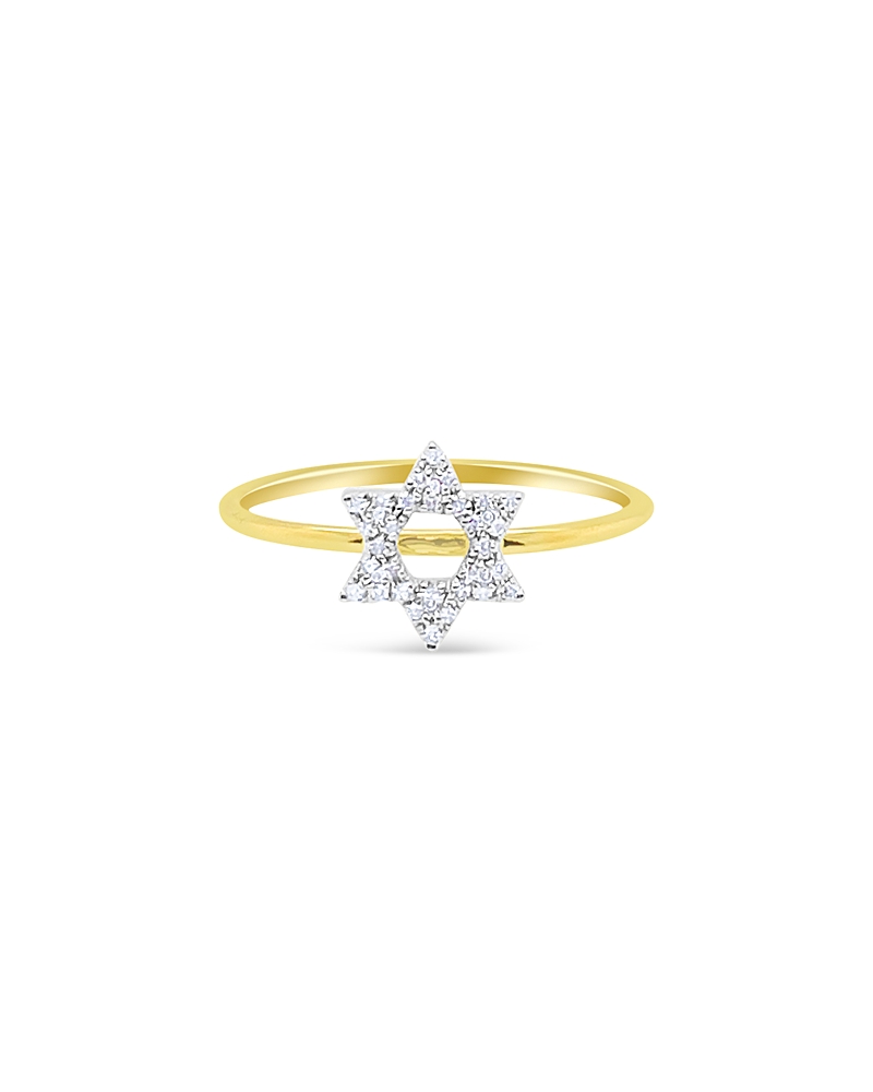 Meira T 14k Yellow Gold Diamond Star Of David Ring, 0.06 Ct. T. W. In White/gold