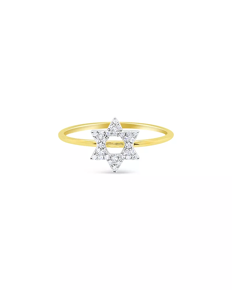 Meira T 14K Yellow Gold Diamond Star of David Ring, 0.06 tcw