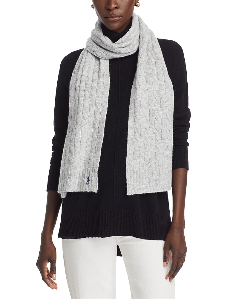 Shop Polo Ralph Lauren Wool & Cashmere Classic Scarf In Soft Gray