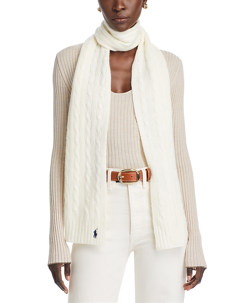 Polo Ralph Lauren Wool & Cashmere Classic Scarf In Cream
