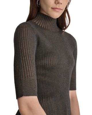 Mock Neck Ribbed Sweater