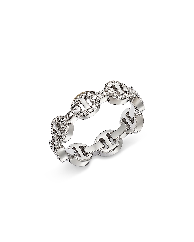 HOORSENBUHS 18K WHITE GOLD HERITAGE DIAMOND TRI LINK RING
