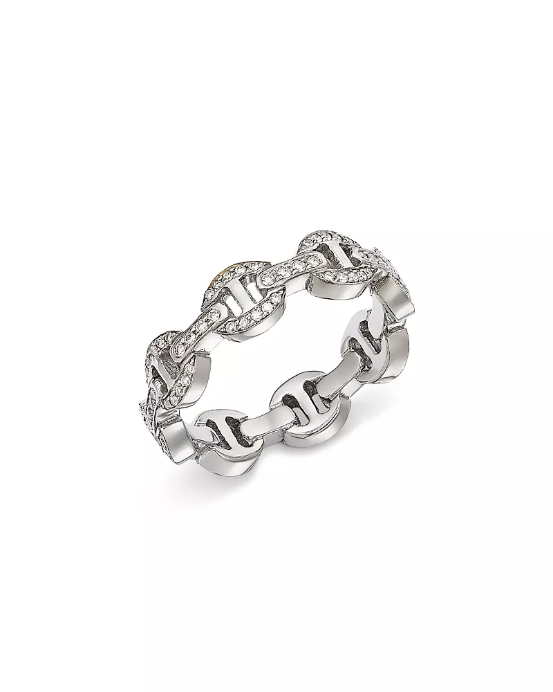 Hoorsenbuhs 18K White Gold Heritage Diamond Tri Link Ring