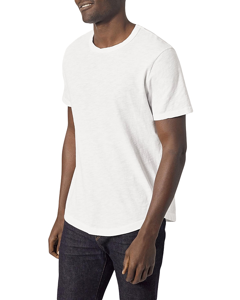 Buck Mason Curve Hem Cotton Slub T-shirt In White