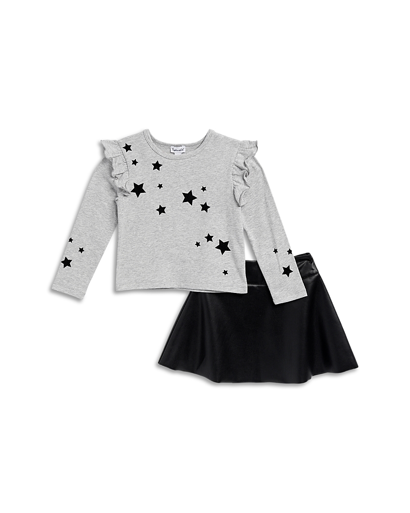 Shop Splendid Girls' Velvet Stars Skirt Set - Little Kid In Heather Gray