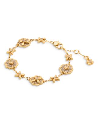kate spade new york Cubic Zirconia Flower Flex Bracelet in Gold Tone