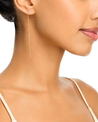 14K Yellow Gold Diamond Threader Earrings