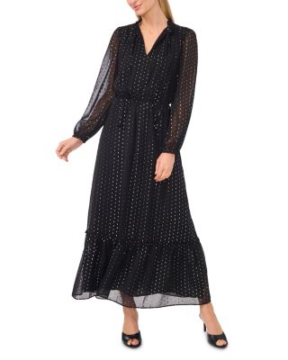 CeCe - Tie Neck Balloon Sleeve Maxi Dress