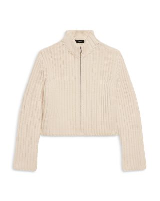 Wool Cashmere Zip Front Cardigan